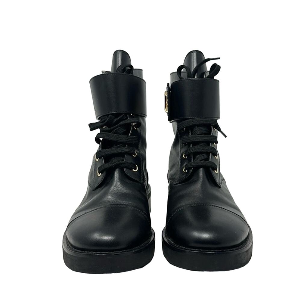Louis Vuitton Wonderland Ranger Leather Combat Moto Boots Black Size 38 - Picture 3 of 11